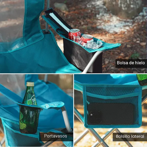 Vista 4 de Silla plegable de camping al aire libre, portátil, liviana, sillas plegables para campamento para adultos al aire libre con portavasos, bolsa