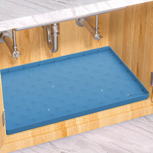 Vista 13 de Sdpeia - Tapete para debajo del fregadero, tapete impermeable de silicona mejorado, para proteger los gabinetes de cocina, organizadores y alacenas