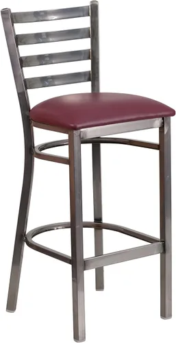 Vista 10 de Flash Furniture HERCULES Series - Taburete de bar de metal con revestimiento transparente para restaurante, asiento de madera de cerezo Asiento