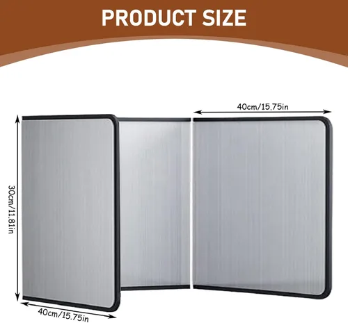 Vista 3 de Protector contra salpicaduras de grasa, acero inoxidable 3 lados plegado protector contra salpicaduras con borde de goma 12x15.7x15.7 aceite