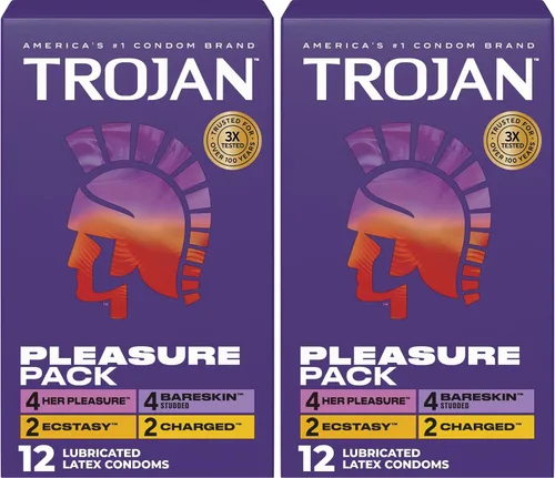 Vista 18 de Trojan Bareskin - Preservativos finos, paquete variado Everythin, condón de látex lubricado, 10
