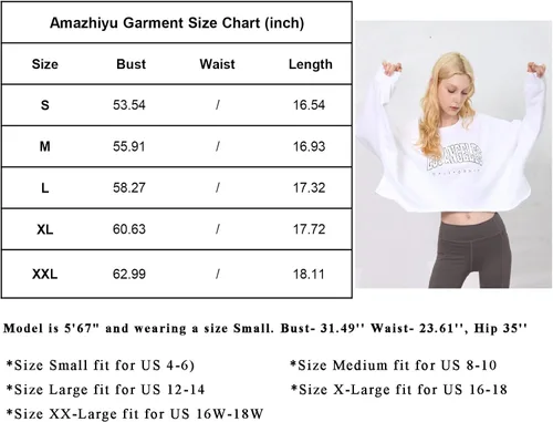 Vista 5 de Amazhiyu Sudadera corta con capucha para mujer, manga larga, cuello redondo, ajuste extragrande