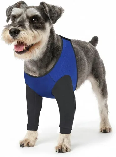 Vista 10 de Funda para pierna delantera para perro para dejar de lamer, protector de codo de perro para cirugía, puntos calientes, heridas, puntadas, granuloma