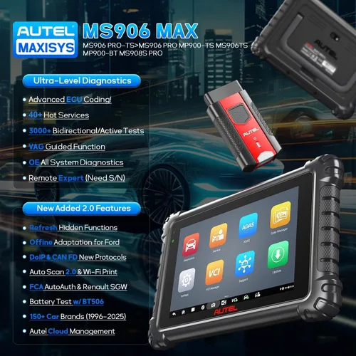 Vista 2 de Autel Escáner MaxiSys MS906MAX OBD2, mucho mejor que MS906 Pro, 2026 MS906 MAX hasta MS906S MS906BT MS908, codificación ECU, 3000+ prueba activa
