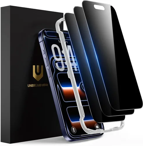 Vista 10 de UNBREAKcable Protector de pantalla de privacidad para iPhone 15-3 Pack