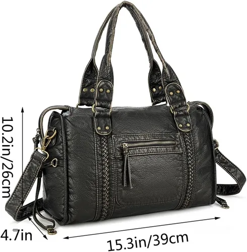 Vista 2 de Bolso de mano y bolso de mano para mujer, de piel sintética, con cremallera, bandolera