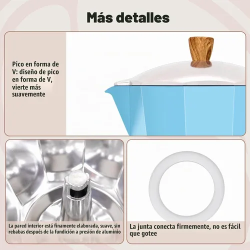 Vista 6 de Cafetera clásica de aluminio para 3 tazas Azul
