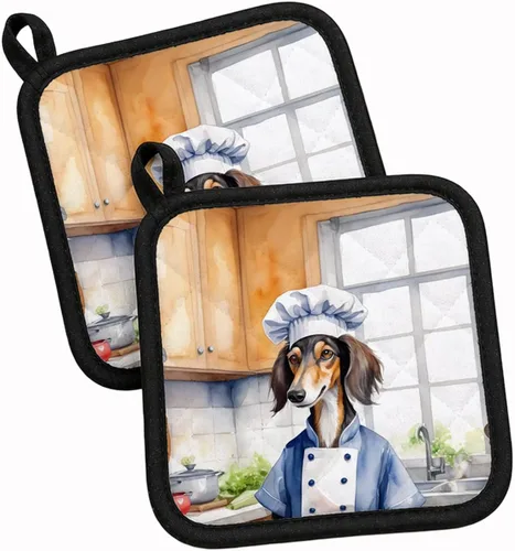 Vista 127 de Caroline's Treasures Coton de Tulear El Chef Par de Agarraderas de Ollas de Cocina Resistentes al Calor Juegos de Agarraderas de Ollas Almohadillas