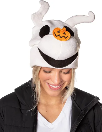 Vista 4 de Disney The Nightmare Before Christmas Zero The Dog - Gorro con diseño de personaje 3D, Blanco