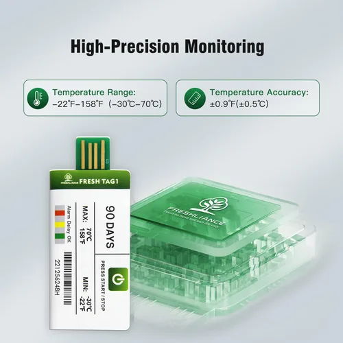 Vista 3 de Freshliance - Registrador de datos de temperatura desechable USB con 30000 puntos, informes PDF CSV automáticos de alta precisión, 7 días de uso