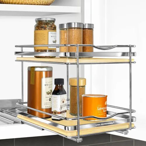Vista 19 de LYNK PROFESSIONAL® Organizador de especiero extraíble para el interior de armarios de cocina - 4-3/8 pulgadas de ancho - Cajón deslizable - Estantes