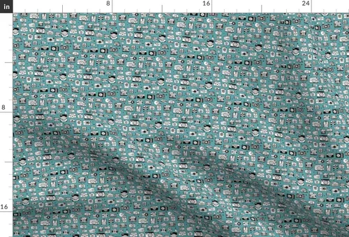 Vista 3 de Spoonflower Tela - Cámara vintage de juguete retro con fotografía de género azul neutro pequeño impreso en tela de gasa cuarto gordo - costura