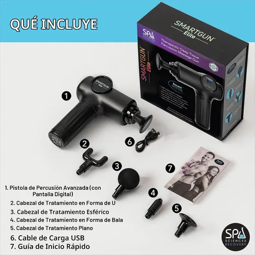 Vista 4 de SPA SCIENCES SmartGun Elite - Masajeador terapéutico de percusión de tejido profundo Negro