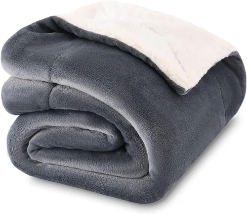 Vista 33 de NANPIPER - Manta de forro polar Sherpa, suave y esponjosa, mantas individuales para sofá, color negro, de 60x80 pulgadas