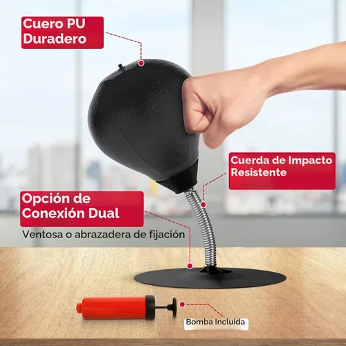Vista 2 de GLACIAL Saco de boxeo de escritorio para aliviar el estrés viene con abrazadera de escritorio y ventosa extra fuerte
