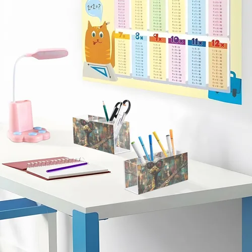 Vista 6 de Acrylic Pen Holder Snake Guitar Sunglass 4 Compartments Funny Cute Cool Acrylic Pencil Pen Holder Cup