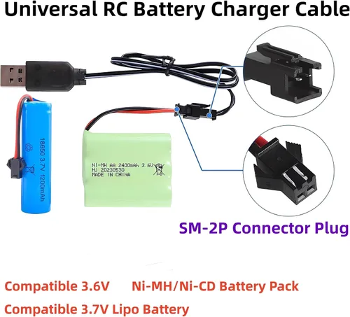 Vista 3 de Aliwisdom Cable de carga universal inteligente RC con conector SM-2P para batería Lipo de 3.7 V 1S y batería de 3.6 V 3S Ni-MH/Ni-CD, compatible