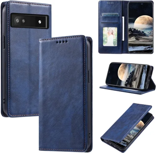 Vista 78 de Funda de cuero compatible con Google Pixel 7, compatible con Google Pixel 7 5G GVU6C GQML3 Flip Folio PU Funda de cuero negro