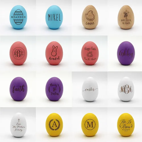 Vista 2 de Huevo de Pascua personalizado para bebés, regalos de Pascua para bebés, regalos de Pascua para niños pequeños, huevos de Pascua de madera, rellenos