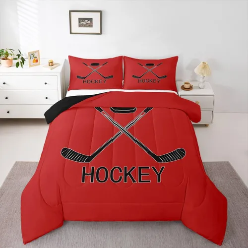Vista 9 de Erosebridal Edredón de plumón de hockey sobre hielo, juego de edredón de jugador de hockey para adolescentes, niños y hombres, juego de ropa de cama