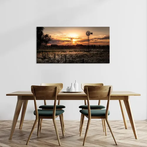 Vista 5 de LevvArts Arte de pared de gran tamaño para decoración de paisajes rurales, molino de viento al atardecer, pintura de fotografía, lienzo impreso