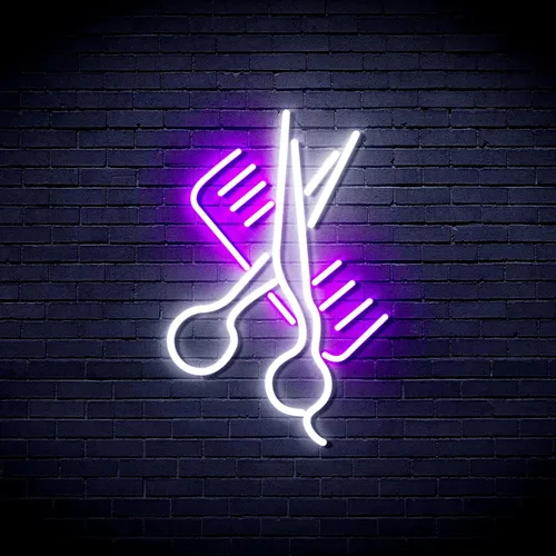 Vista 31 de AdvPro Comb & Scissors Flex Silicone LED Neon Sign - Azul - st16s32-fnu0363-b