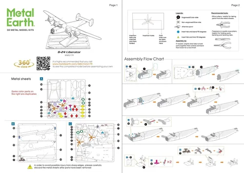 Vista 8 de Fascinations Metal Earth B-24 Liberator 3D Kit de modelo de metal