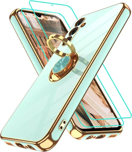 Vista 179 de Funda para Motorola Moto G 5G 2024: Funda Moto G Play 5G 2024 con 2 piezas de protectores de pantalla, soporte de anillo de rotación de 360°