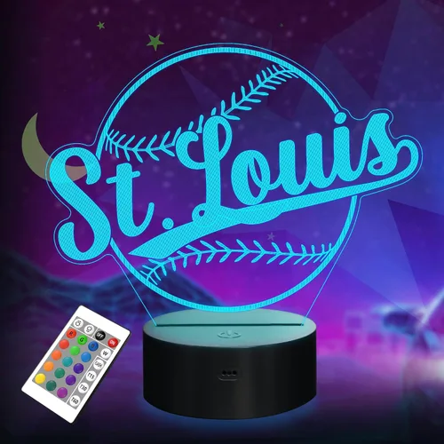 Vista 9 de Regalos de béisbol, luz nocturna de béisbol, lámpara de ilusión 3D para regalo de niños con 16 colores cambiantes, control remoto, iluminación