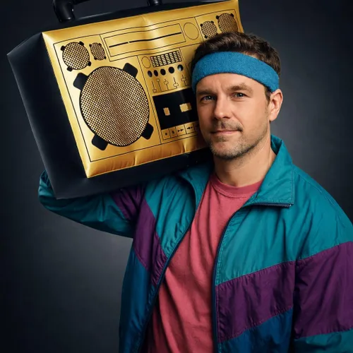 Vista 2 de Boombox inflable grande Caja inflable Caja de auge de hip hop de los años 80 Boombox de la vieja escuela Estéreo inflable de los años 90