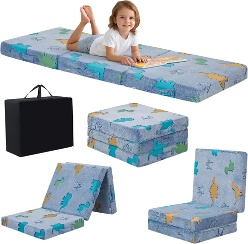 Vista 14 de MeMoreCool Colchón plegable de suelo para niños, tapete para siesta de suelo para dormir, guardería, cama plegable para niños pequeños, colchón