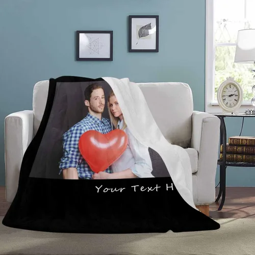 Vista 3 de D-Story Manta personalizada con foto, entrega al día siguiente, hecha en EUA, Manta de collage personalizada, haz una manta personalizada