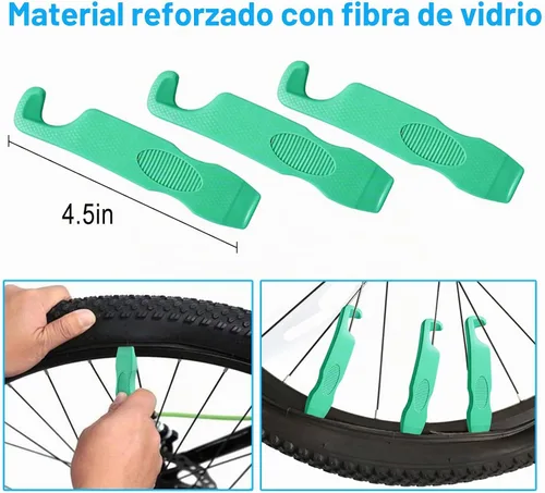 Vista 5 de El kit de reparación de bicicleta Chumxiny contiene herramienta 16 en 1, mini bomba de bicicleta de 120 psi, parche de neumáticos, utilizado
