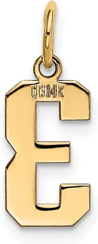 Vista 3 de Colgante pequeño de oro amarillo de 14 k con número 3 pulido, 0.709in x 0.276in