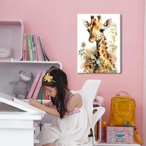 Vista 7 de Juego de 3 Arte de Pared de Animales del Bosque, Lienzo de Decoración de Pared con Imágenes de Animales Salvajes para Guardería, Lindo Póster
