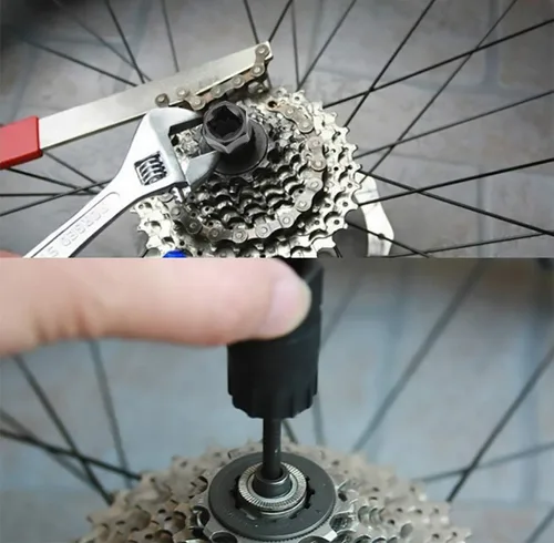 Vista 9 de QKURT Juego de herramientas de bloqueo de casete, herramienta de extracción de casete 2pcs herramienta de mantenimiento Freewheel