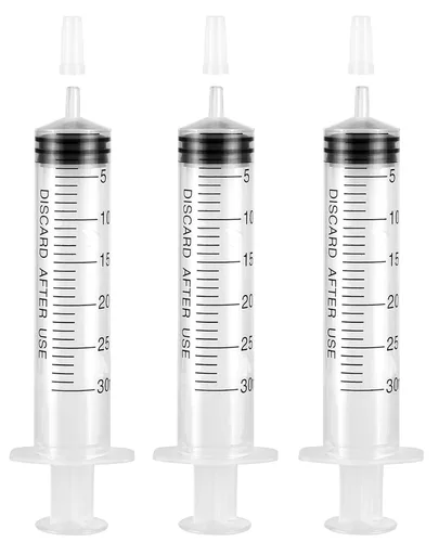 Vista 14 de Paquete de 3 jeringas de 0.7 fl oz con tapa, jeringas de plástico empaquetadas individualmente para laboratorios, medición de líquidos, alimentación