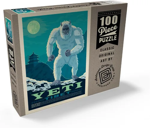 Vista 2 de MyPuzzle Mythical Creatures: Yeti, póster vintage, rompecabezas de 100 piezas para adultos