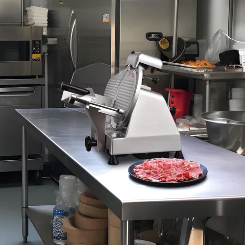 Vista 9 de WeChef Cortador de carne comercial de 10 '' 240 W eléctrico Deli Slicer Queso Cortador de alimentos Hoja de acero inoxidable para tienda restaurante