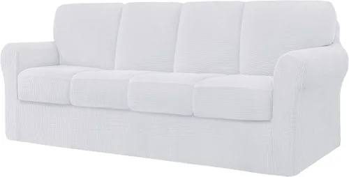Vista 104 de CHUN YI Fundas para sofá de 7 piezas, lavables, fundas elásticas para sofá de 3 cojines con respaldo y fundas de cojín separados, protector