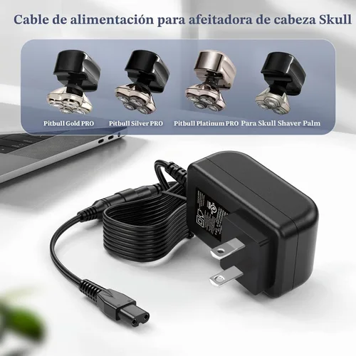 Vista 3 de Cargador de 5 V para máquina de afeitar de calavera, cable de alimentación compatible con Pitbull Gold/Silver Pro Recargable Clipper Adaptador de CA