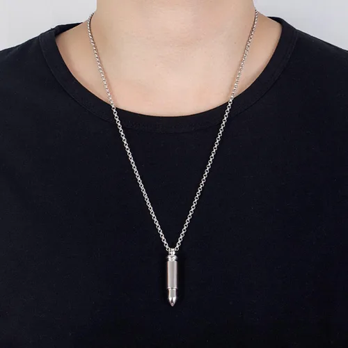 Vista 4 de H&Beautimer Genuise - Collar con colgante de plata de ley 925 italiana hecho a mano con cadena Rolo para hombre de 18202224262830 pulgadas, Plata