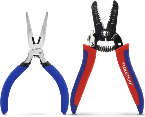 Vista 9 de 2-Piece Electrician's Pliers Set - 7" Wire Stripper & 5" Flush Cutter - Professional Wire Stripping Tool with Spring-Loaded Design & Non-Slip Grip
