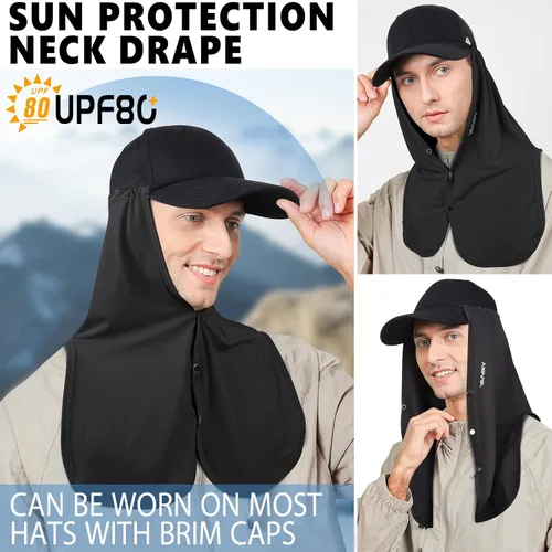 Vista 2 de Protección solar UV ajustable para el cuello, máscara multifuncional de protección solar 2 en 1, complemento de solapa para el cuello para gorras
