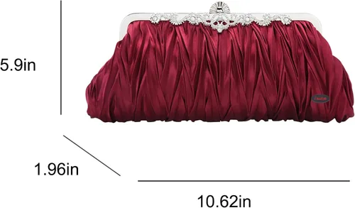 Vista 2 de Fawziya Bolsos de noche plisados de satén monederos de embrague de cristal para las mujeres