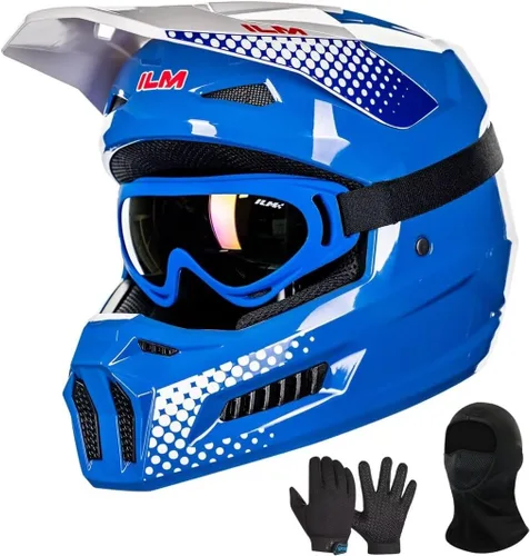 Vista 8 de ILM Cascos de Motocross Juveniles para Niños Casco ATV Motocross BMX Fuera de Carretera Motocicleta con Gafas, Guantes y Máscara DOT Modelo MT601Y