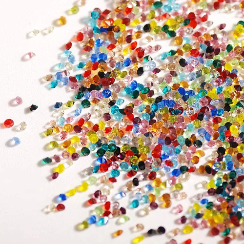 Vista 25 de 5000 cuentas de diamantes de imitación de cristal de diamante ultra mini de 0.044 pulgadas con parte trasera plana, cristales iridiscentes, brillo