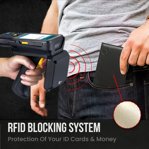 Vista 4 de GULEYRI Cartera delgada de piel auténtica italiana biblada para hombres y mujeres con clip para dinero y bloqueo RFID tarjetero minimalista
