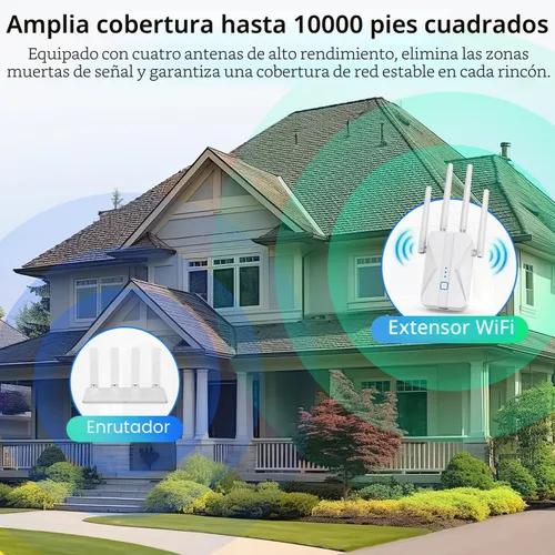 Vista 2 de Amplificador de señal WiFi, extensor WiFi 2026 AC1200Mbps de banda dual