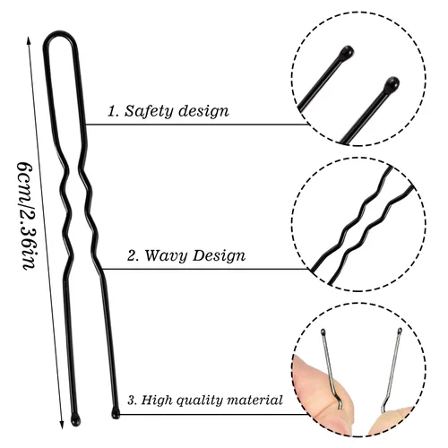 Vista 2 de WSICSE Horquillas para el cabello, 200 horquillas en forma de U para moños, horquillas para moños, 2.4 pulgadas, con caja de almacenamiento